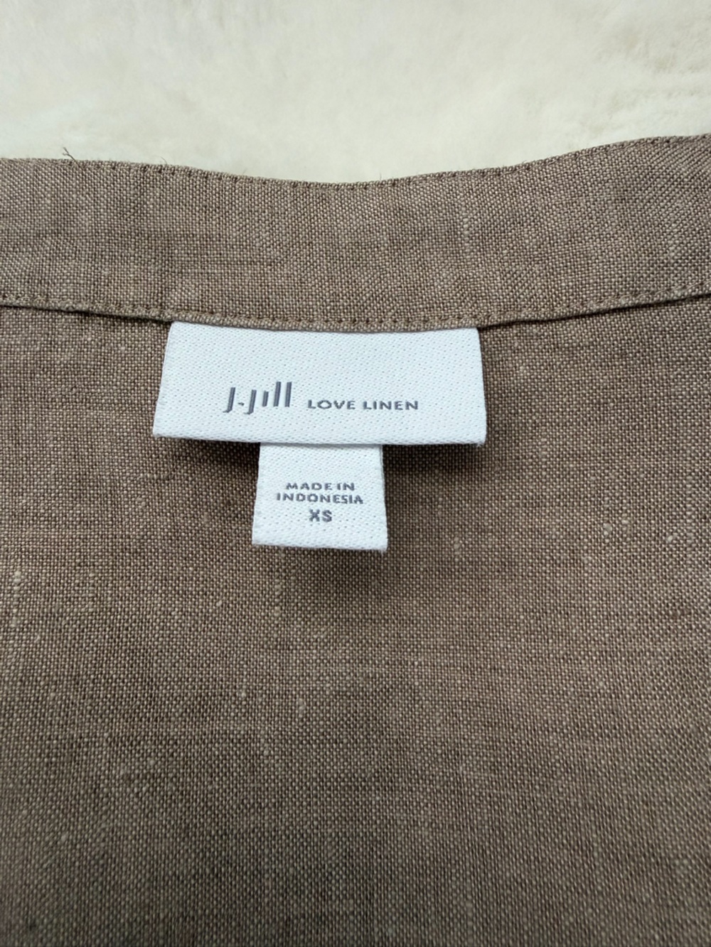 J. Jill Button Down Mini Linen Dress in Beige Neutral Tone / Boho Minimalist-XS - Picture 11 of 15